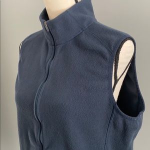 LLBean Fleece vest Navy Blue full zip Large VGUC
